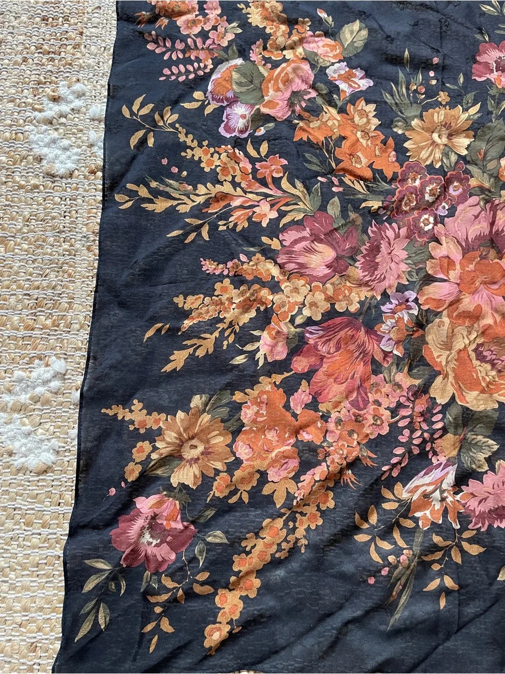 Ralph Lauren floral Black Vibrant scarf 20x20 Inches